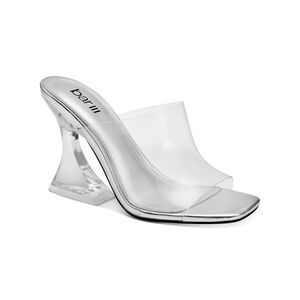 BAR III Womens Clear Cherr Square Toe Flare Slip On Heeled Sandal 5 M